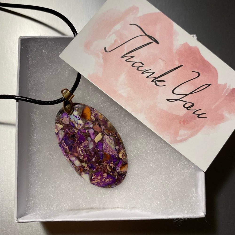 Purple and Gold Crystal-Like Necklace with Layered Design